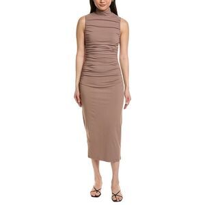 Susana Monaco Womens  Gathered Mock Neck Sleeveless Dress, Brown